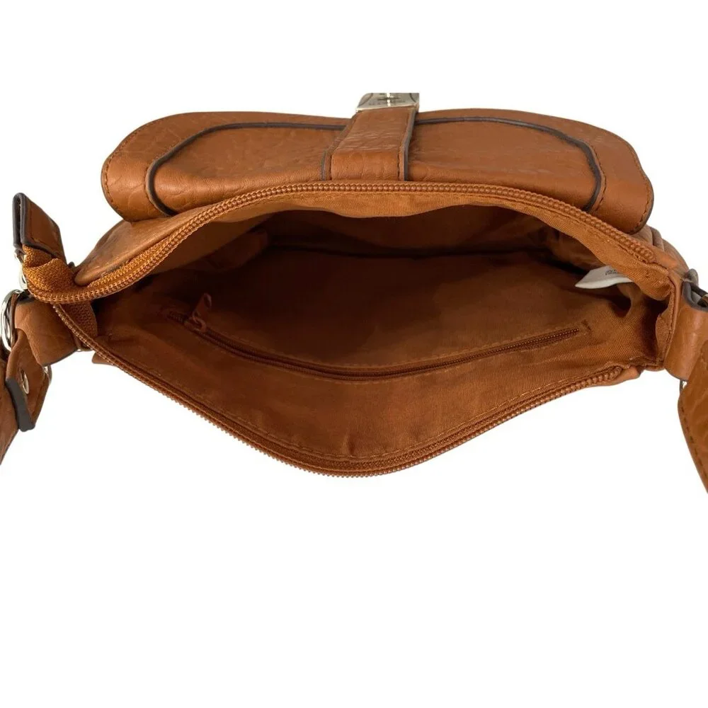 Rosetti Crossbody Shoulder Handbag Faux Leather Cognac Brown Purse - Picture 8 of 13